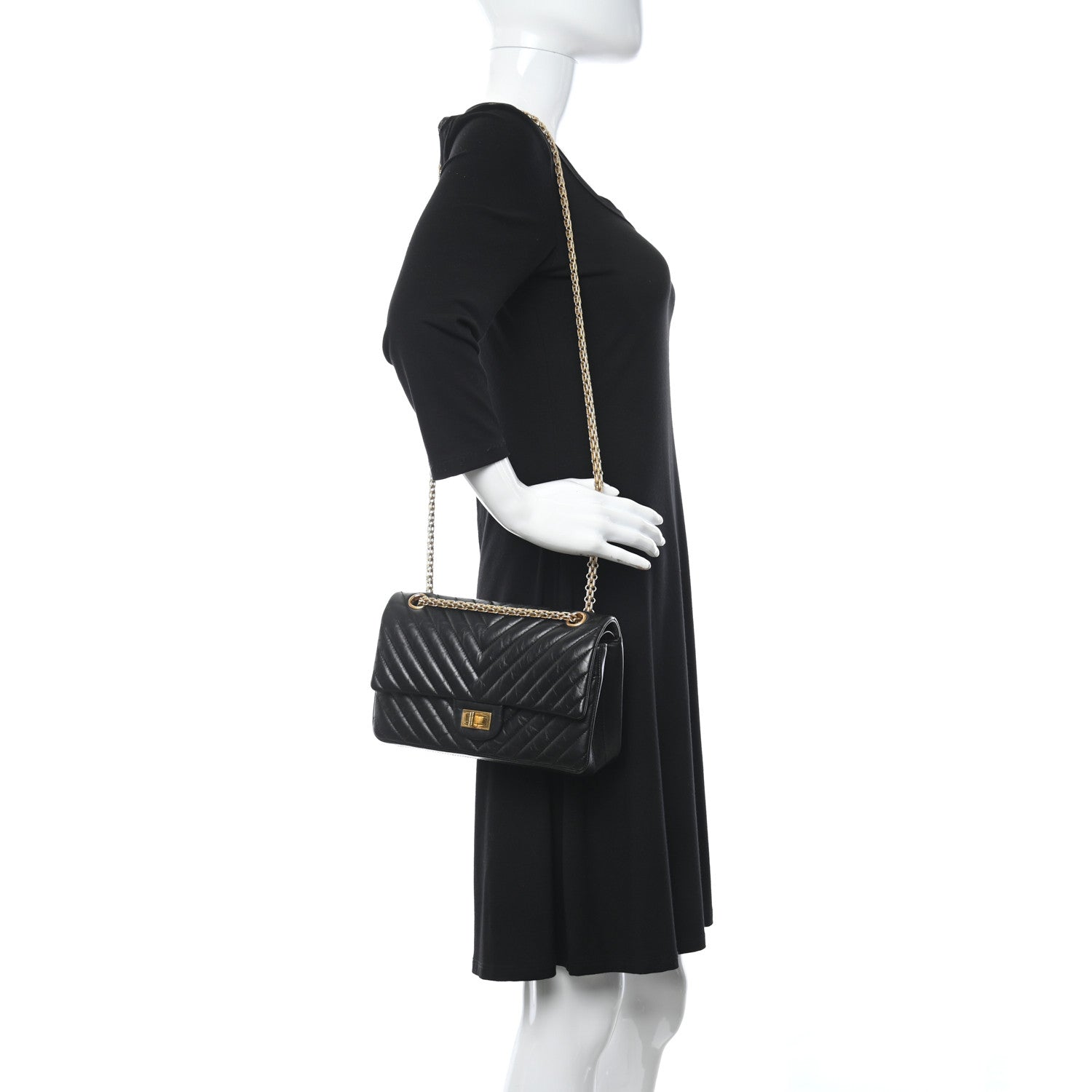 Chanel Aged Calfskin Chevron Quilted 2.55 Reissue 225 Flap Black 2 of 10