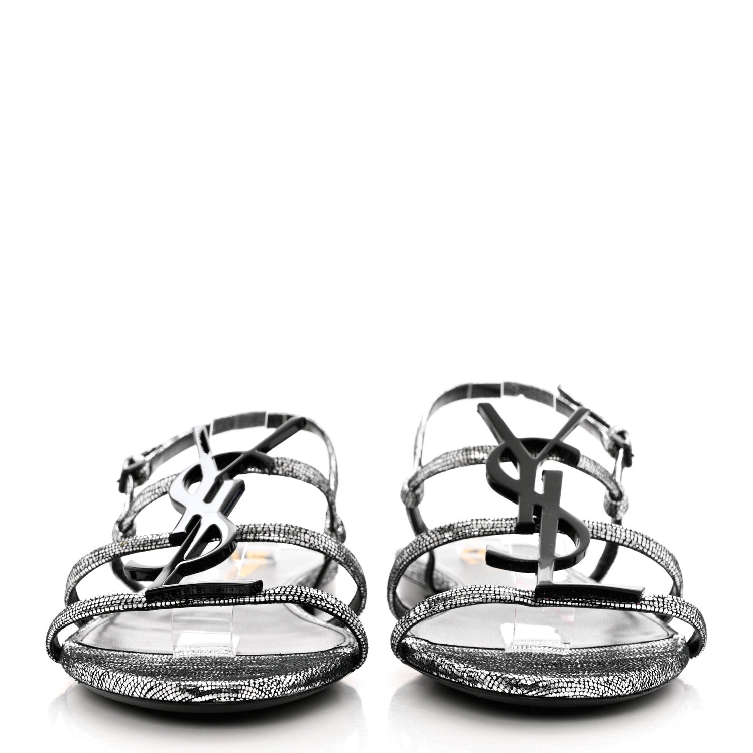 Saint Laurent Calfskin Cassandra Monogram Sandals 42 Argento 2 of 8