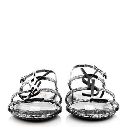 Saint Laurent Calfskin Cassandra Monogram Sandals 42 Argento 2 of 8