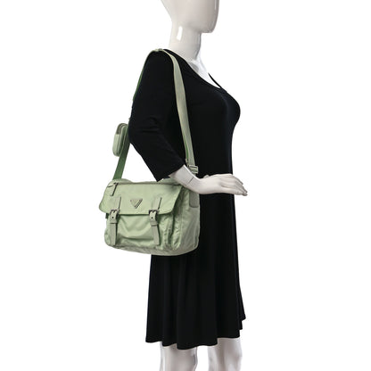 Prada Re-Nylon Vela Saffiano Pocket Double Buckle Messenger Shoulder Bag Acqua 2 of 9