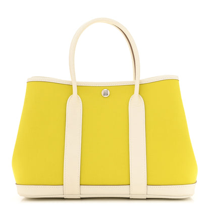 Hermes Toile Officier Vache Country Garden Party 30 TPM Lime White 1 of 11