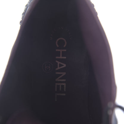 Chanel Crackled Calfskin Velvet Pearl Combat Short Boots 36 Black 7 of 9