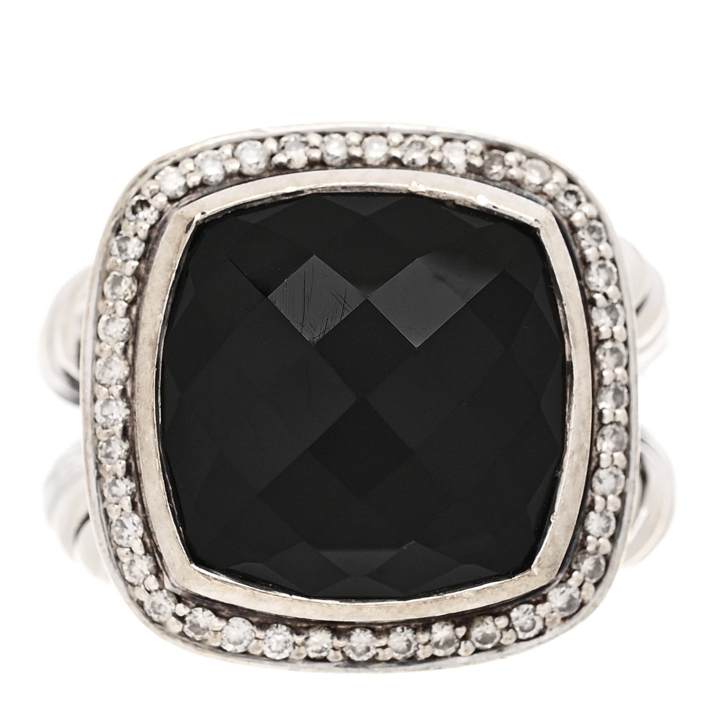 Sterling Silver Diamond Black Onyx 11mm Albion Ring 52 6