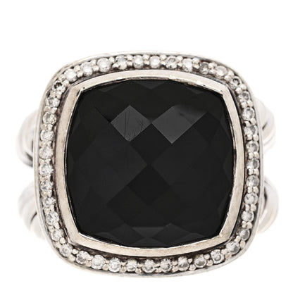 David Yurman Sterling Silver Diamond Black Onyx 11mm Albion Ring 52 6 1 of 5