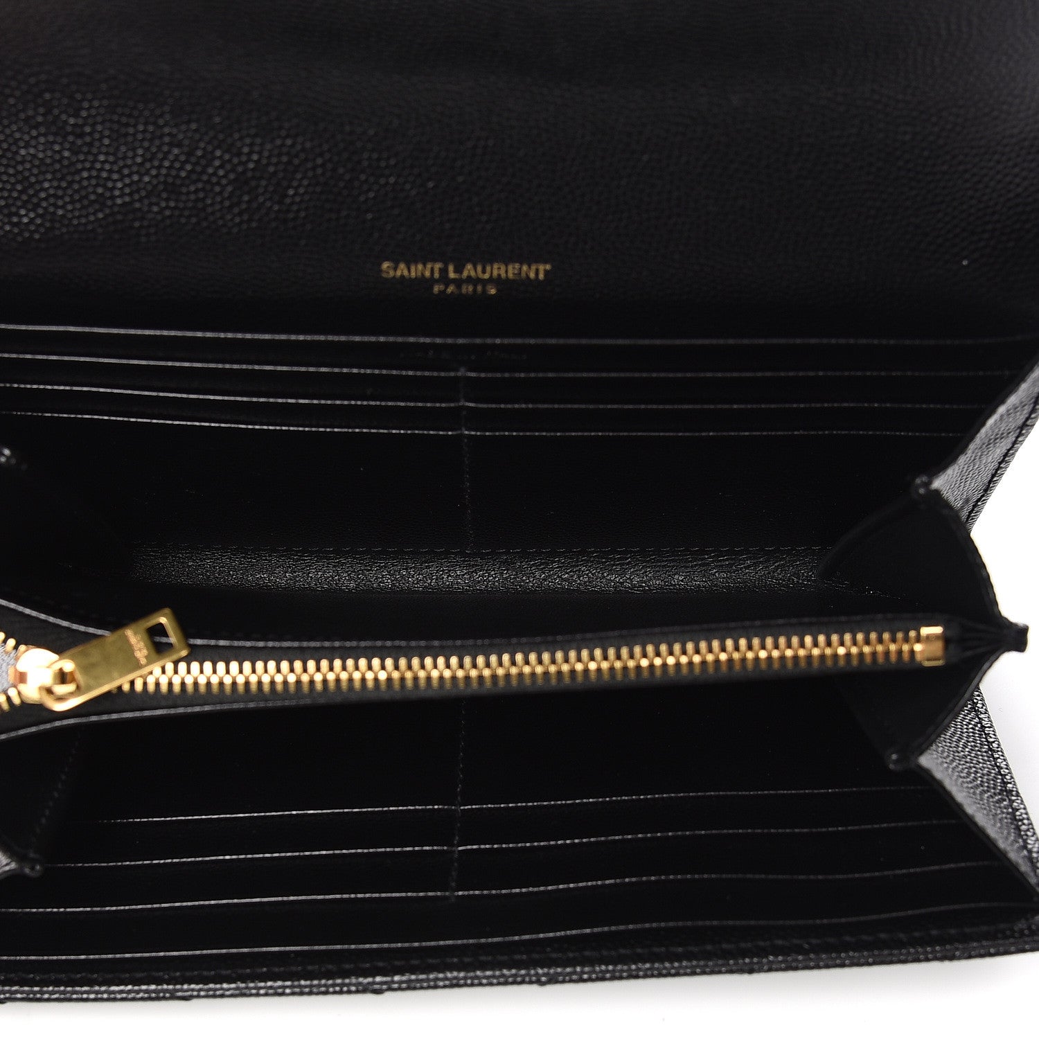 Saint Laurent Grain De Poudre Matelasse Chevron Monogram Flap Wallet Black 5 of 6