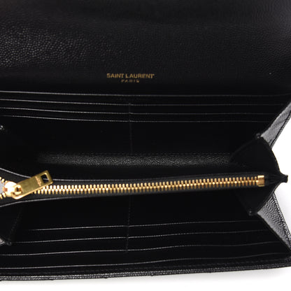 Saint Laurent Grain De Poudre Matelasse Chevron Monogram Flap Wallet Black 5 of 6