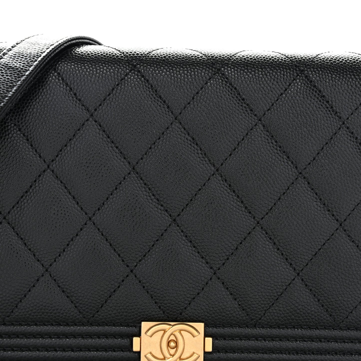 Caviar Quilted Boy Wallet On Chain WOC Black