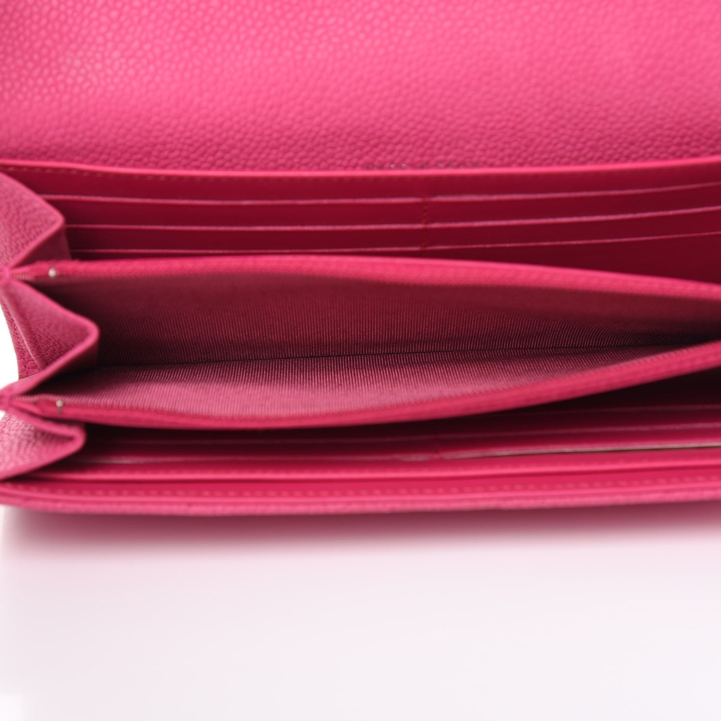 Iridescent Caviar Quilted Large Flap Wallet Pink