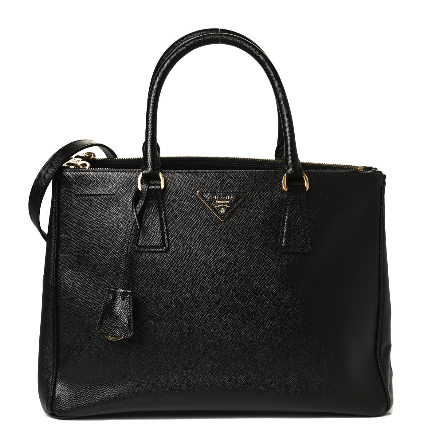 Saffiano Medium Galleria Double Zip Tote Black