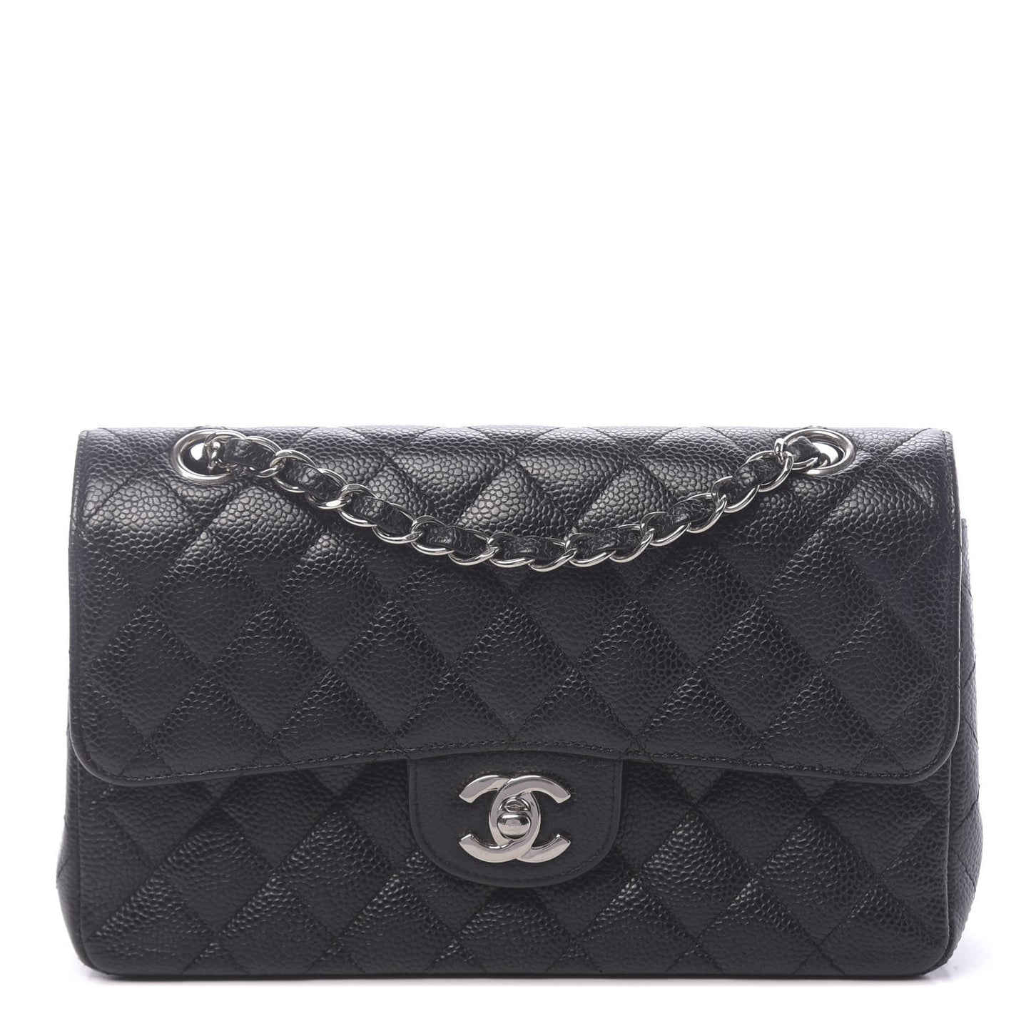 Caviar Quilted Small Double Flap Black