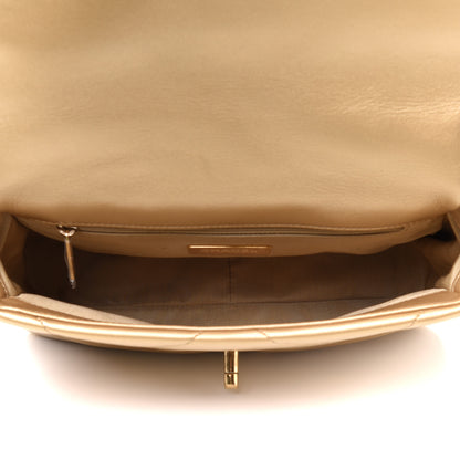 Chanel Metallic Goatskin Quilted Medium Chanel 19 Flap Gold 5 of 12