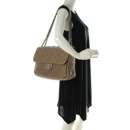 Chanel Washed Lambskin Quilted Chain Around Maxi Flap Taupe 2 of 7