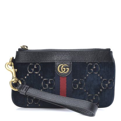 Gucci Velvet GG Monogram Textured Calfskin Web Smartphone Case Blue Beige Black 1 of 8