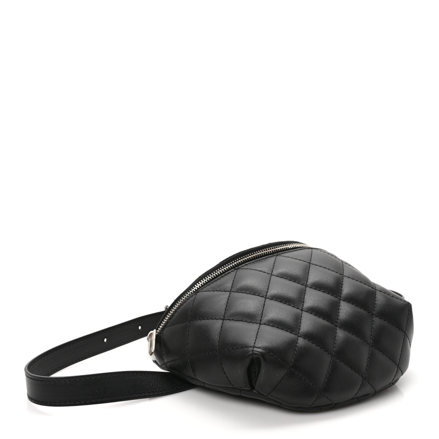 Calfskin Quilted Waist Belt Bag Black