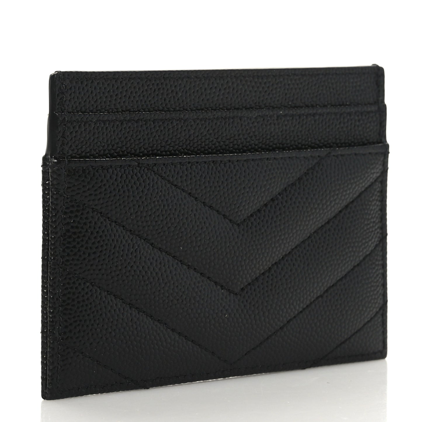 Grain De Poudre Matelasse Chevron Monogram Credit Card Case Black