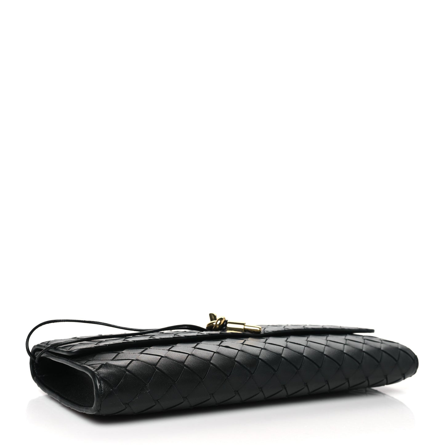 Nappa Intrecciato Long Andiamo Top Handle Clutch Black