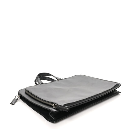 Prada Saffiano Cuir Travel Front Zip Pocket Briefcase Black 3 of 8