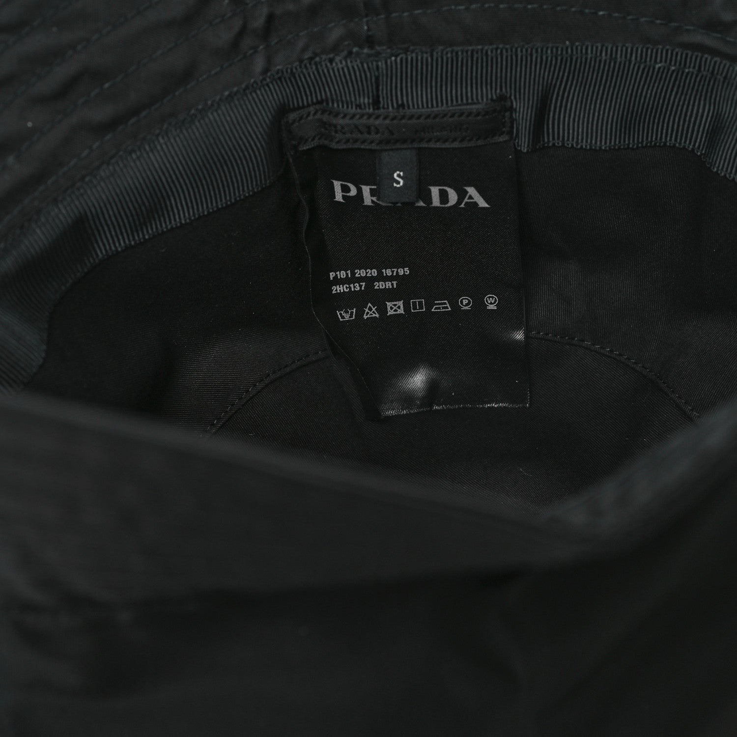 Prada Re-Nylon Rubber Logo Bucket Hat S Black 8 of 9