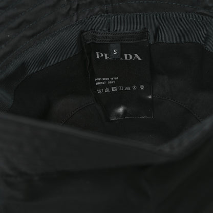 Prada Re-Nylon Rubber Logo Bucket Hat S Black 8 of 9