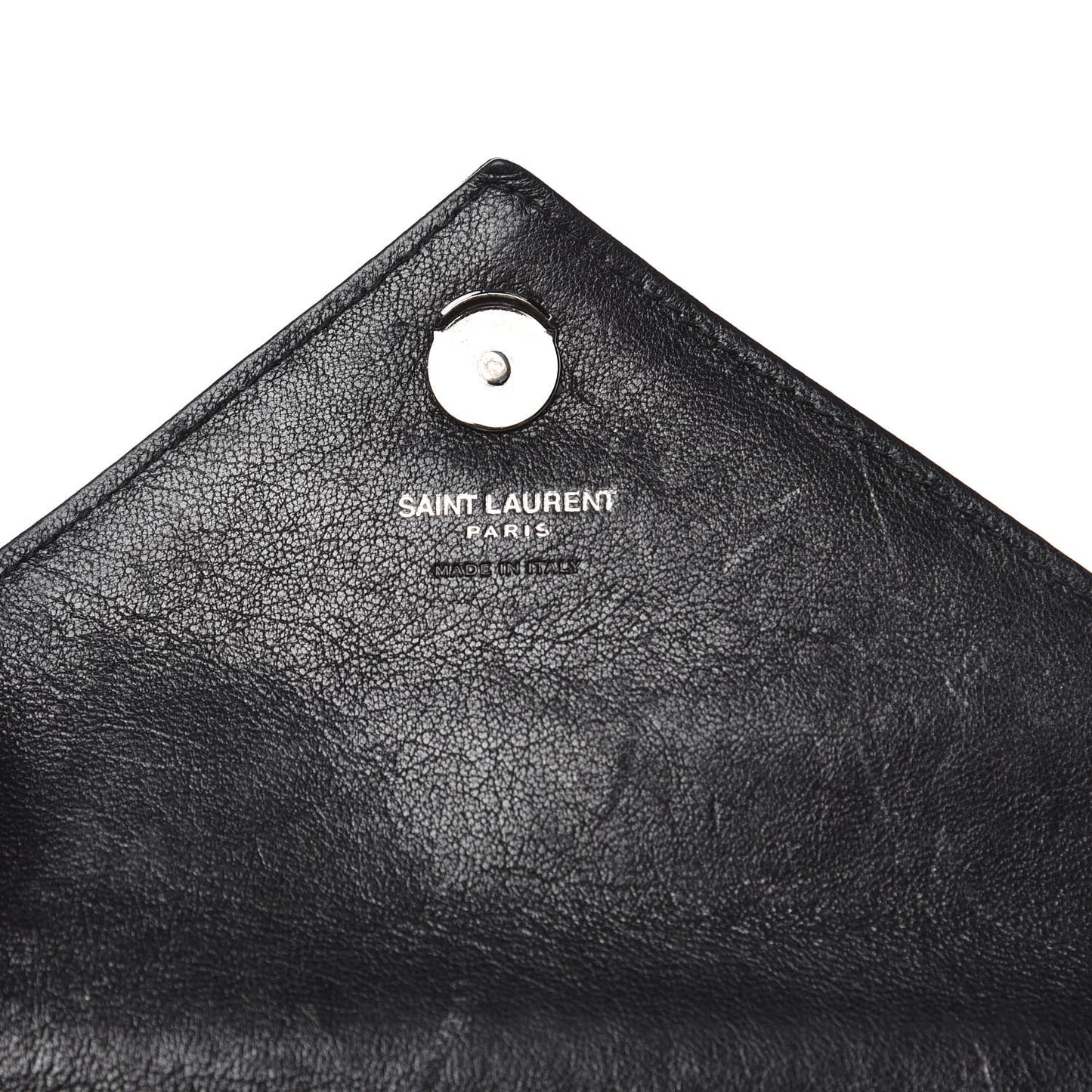 Sheepskin Matelasse Chevron Monogram College Chain Wallet Black