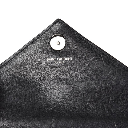 Saint Laurent Sheepskin Matelasse Chevron Monogram College Chain Wallet Black 6 of 9