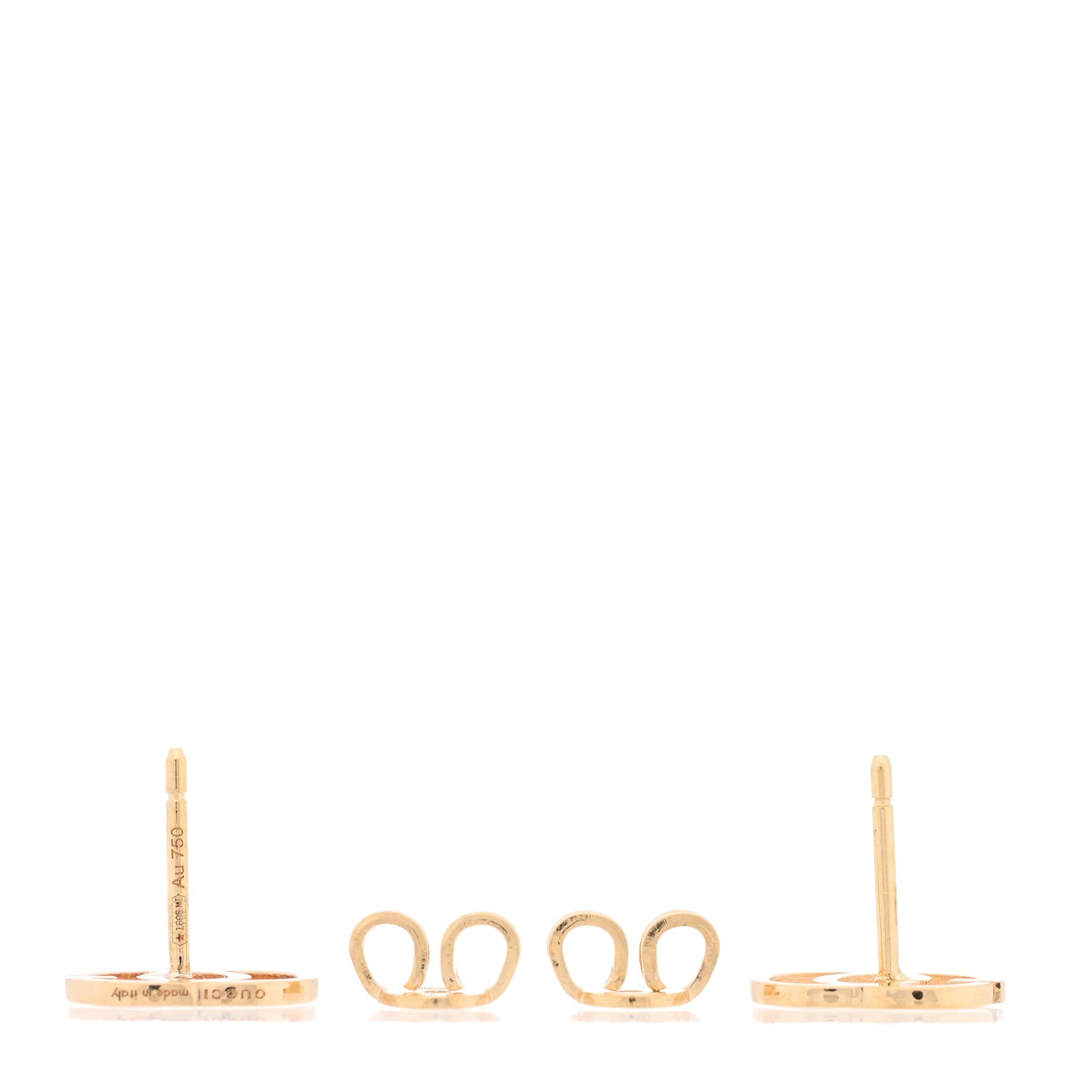 Gucci 18K Yellow Gold Running G Stud Earrings 3 of 5