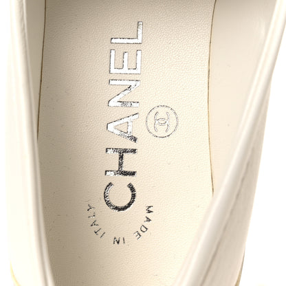Chanel Shiny Lambskin Quilted CC Turnlock Loafers 37.5 White 9 of 12