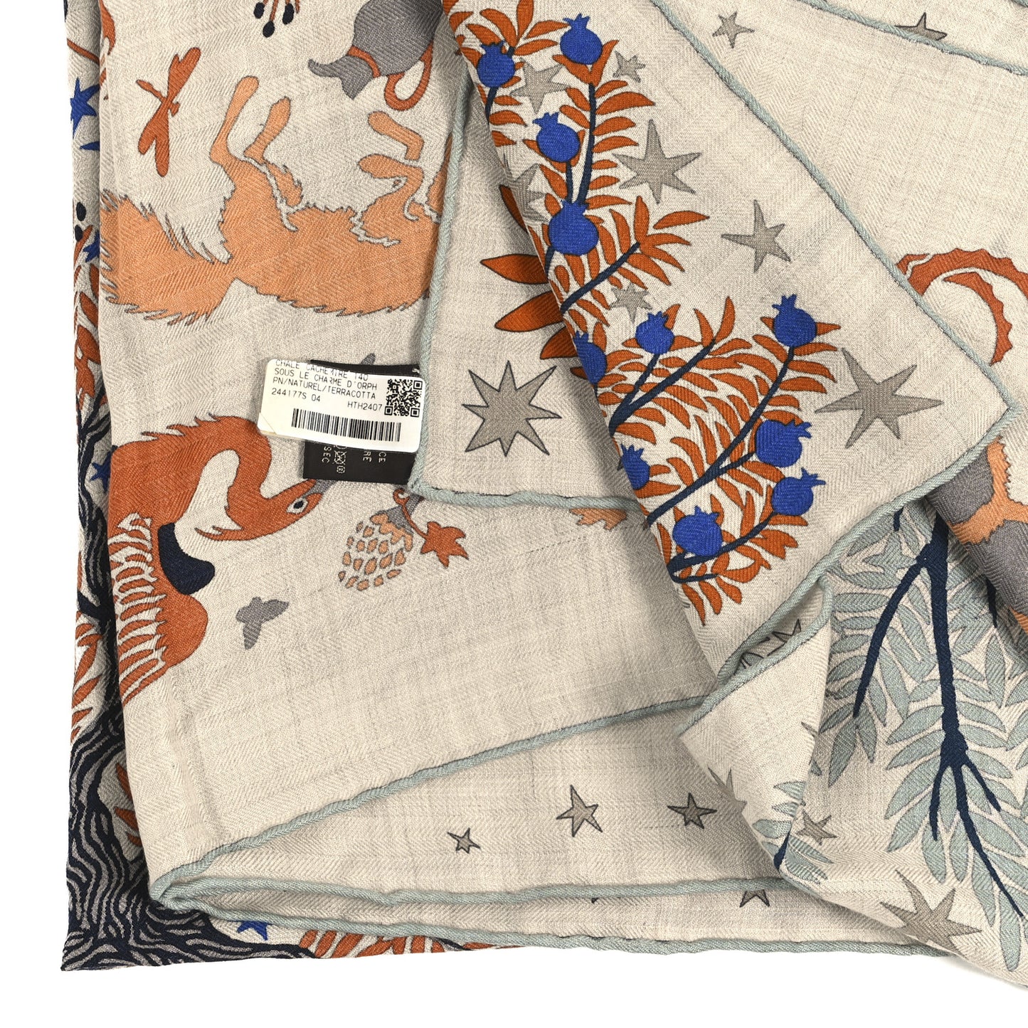 Cashmere Silk Sous Le Charme d'Orphee Shawl 140 Naturel Terracotta