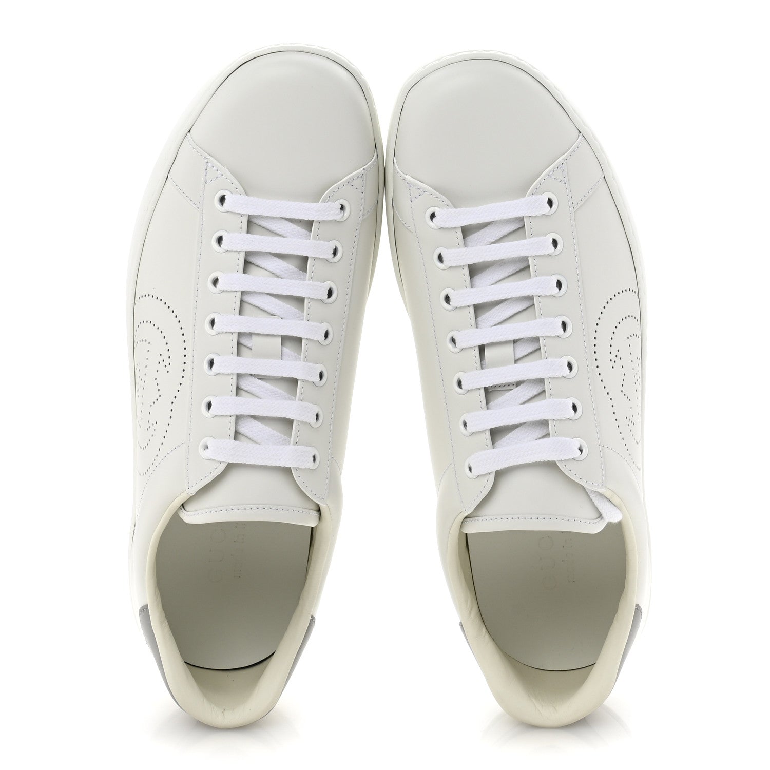 Gucci Calfskin Interlocking G Perforated Mens Ace Sneakers 9.5 White Grey Sky 2 of 10