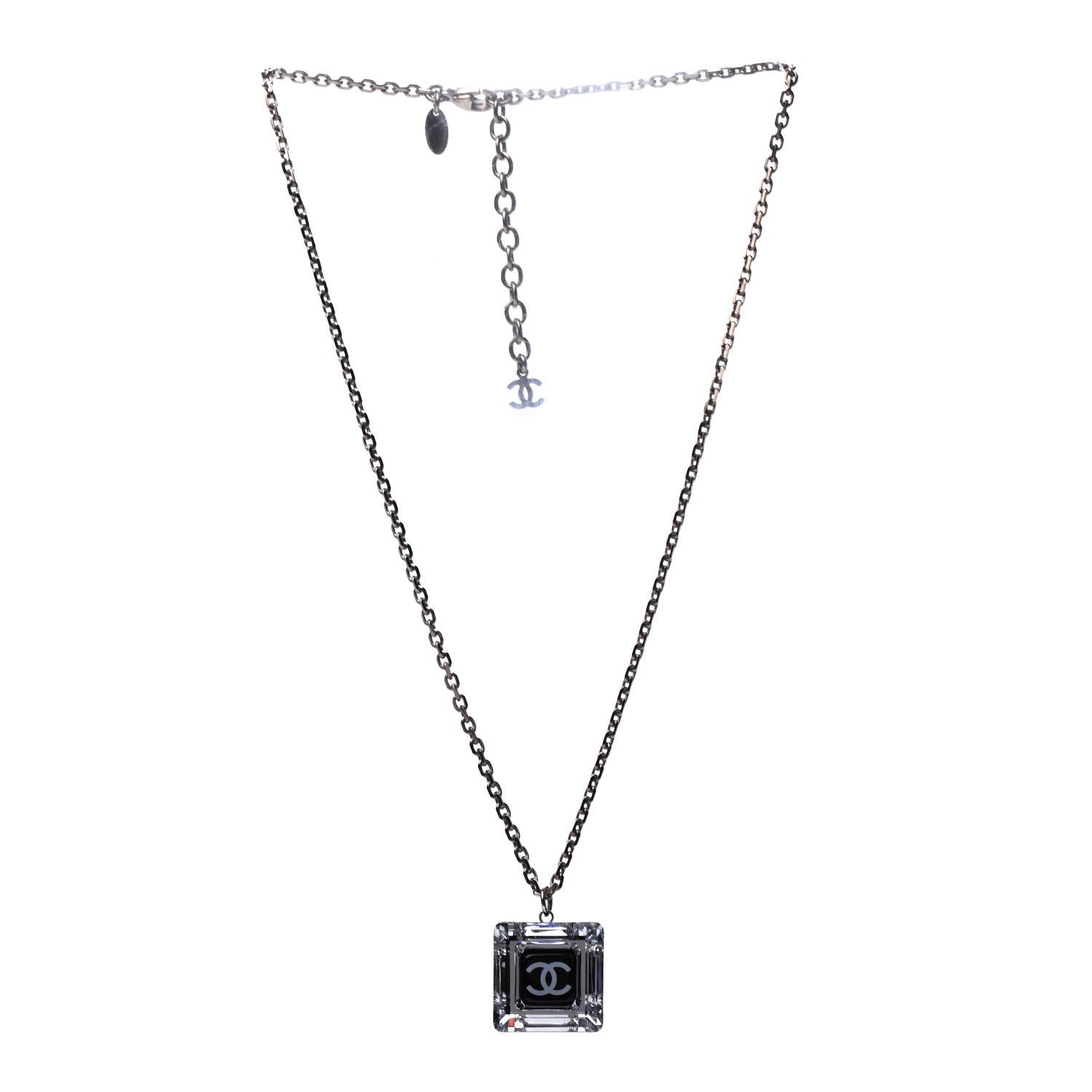 Chanel Lucite CC Square Charm Necklace 3 of 7