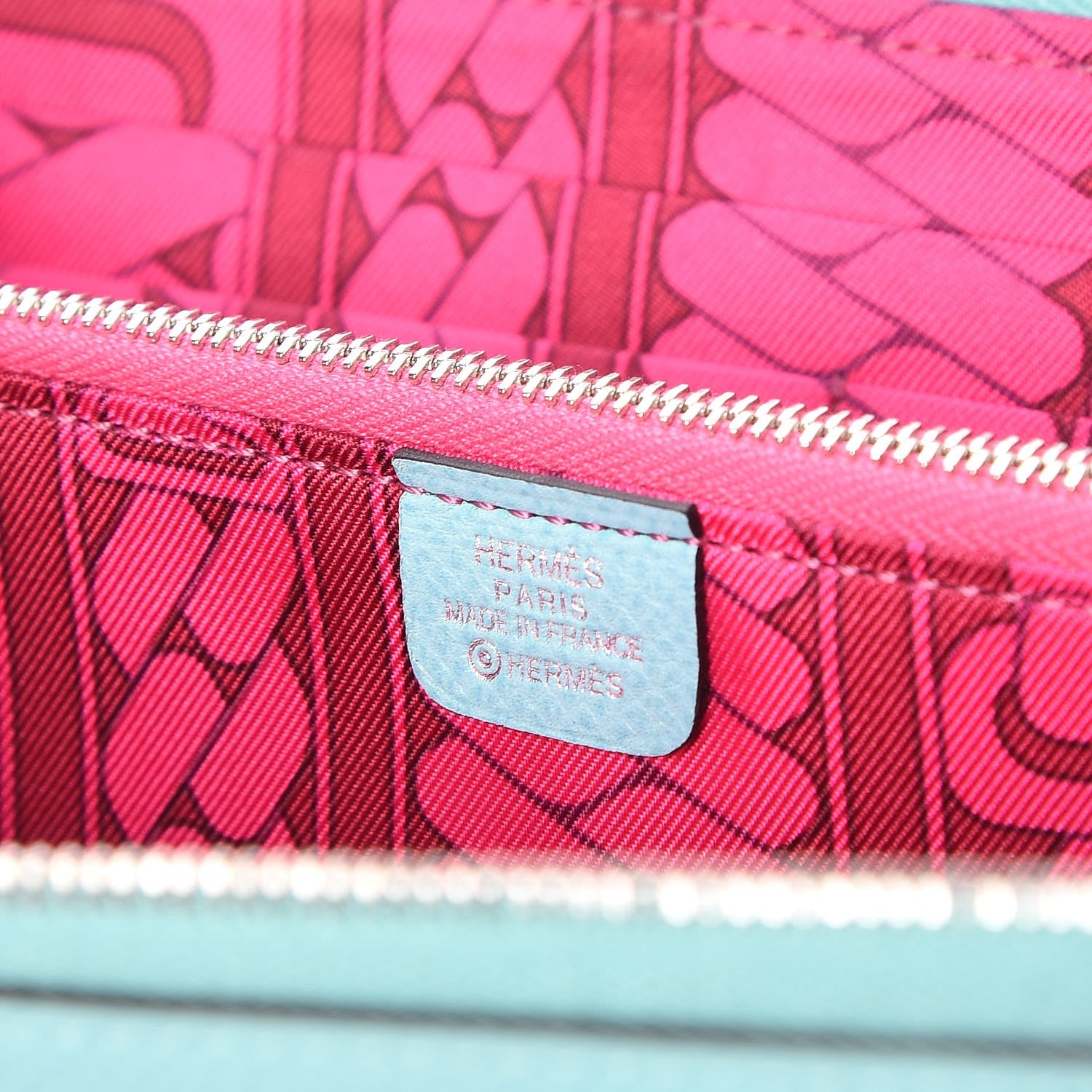Hermes Epsom Silk'In Wallet Bleu Atoll Rose Tyrien 6 of 8