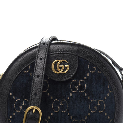 Gucci Velvet Calfskin GG Monogram Round Shoulder Bag Blue Beige 10 of 10