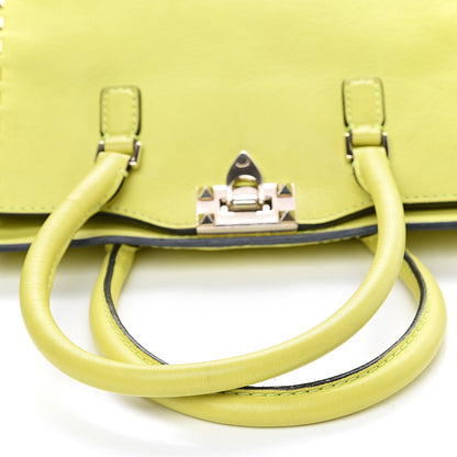 Valentino Garavani Vitello Rockstud Double Handle Tote Yellow Fluo 14 of 20