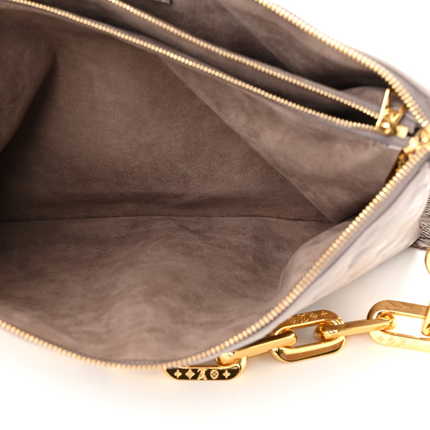 Louis Vuitton Lambskin Embossed Monogram Coussin MM Grey 7 of 11