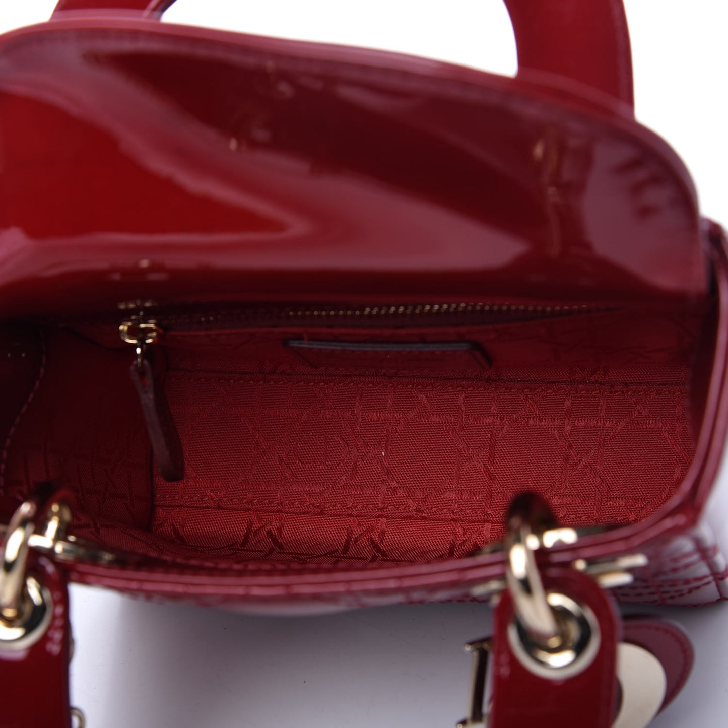 Patent Cannage Mini Lady Dior Red