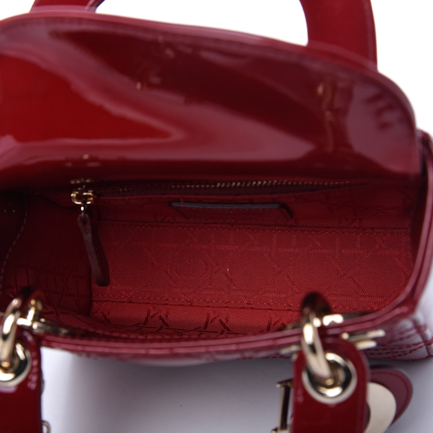 Christian Dior Patent Cannage Mini Lady Dior Red 5 of 9