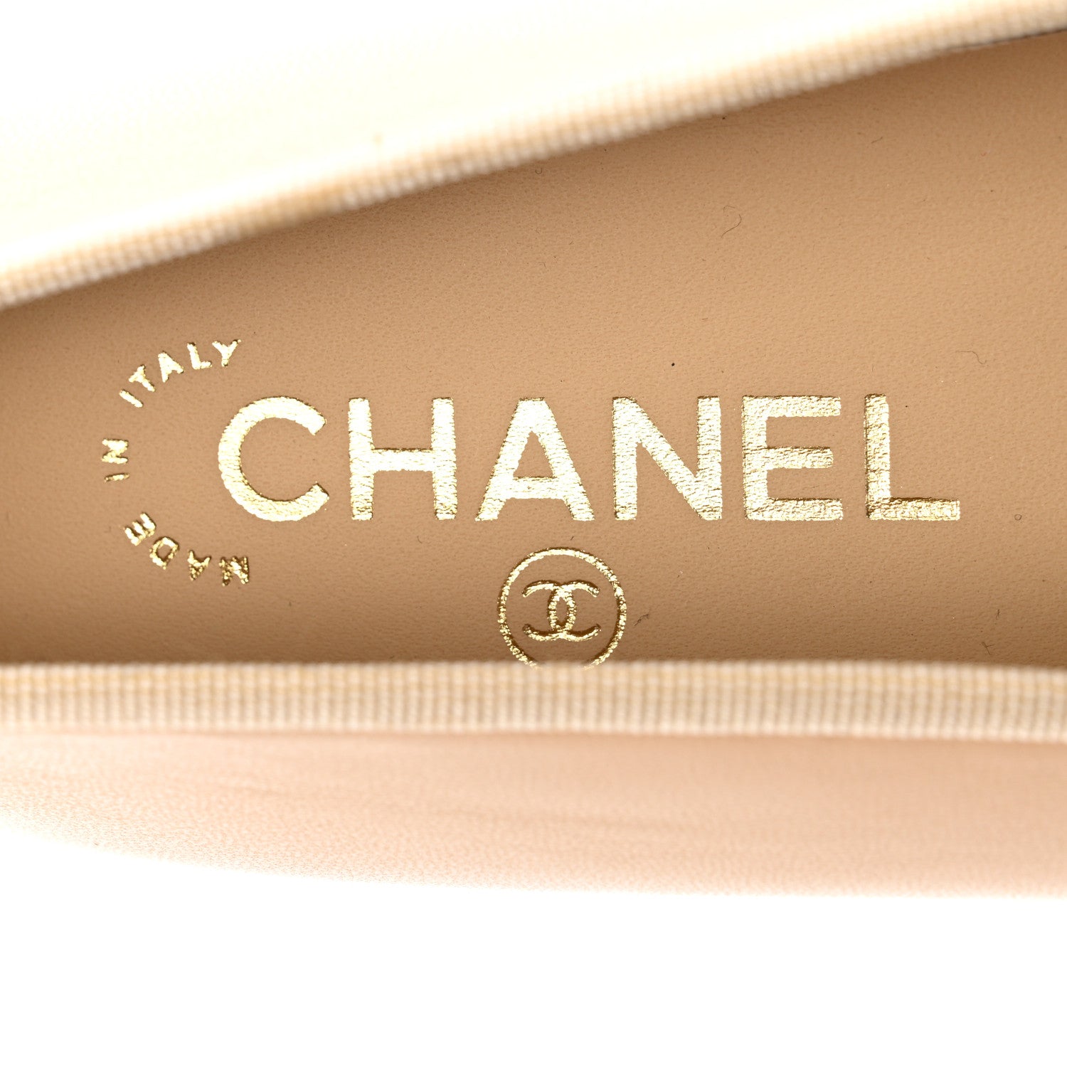 Chanel Lambskin Cap Toe CC Ballerina Flats 39 Beige Black 8 of 9