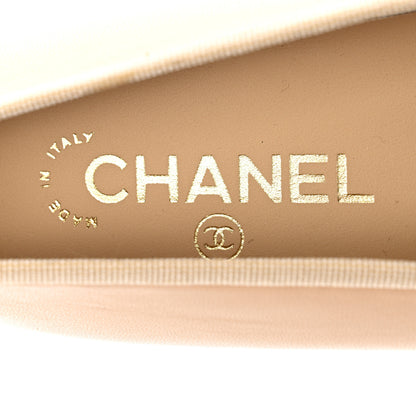 Chanel Lambskin Cap Toe CC Ballerina Flats 39 Beige Black 8 of 9