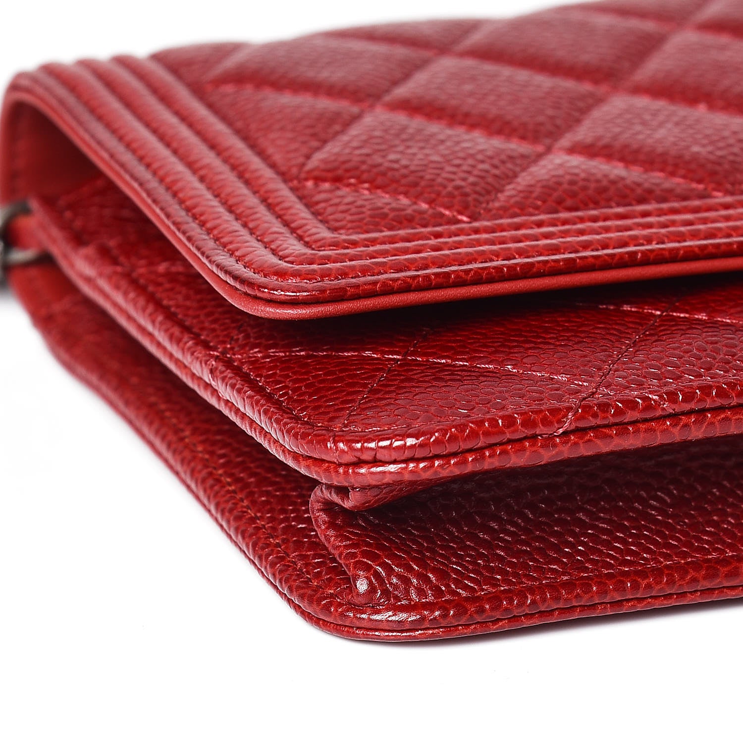 Chanel Caviar Quilted Boy Wallet On Chain WOC Red 5 of 11