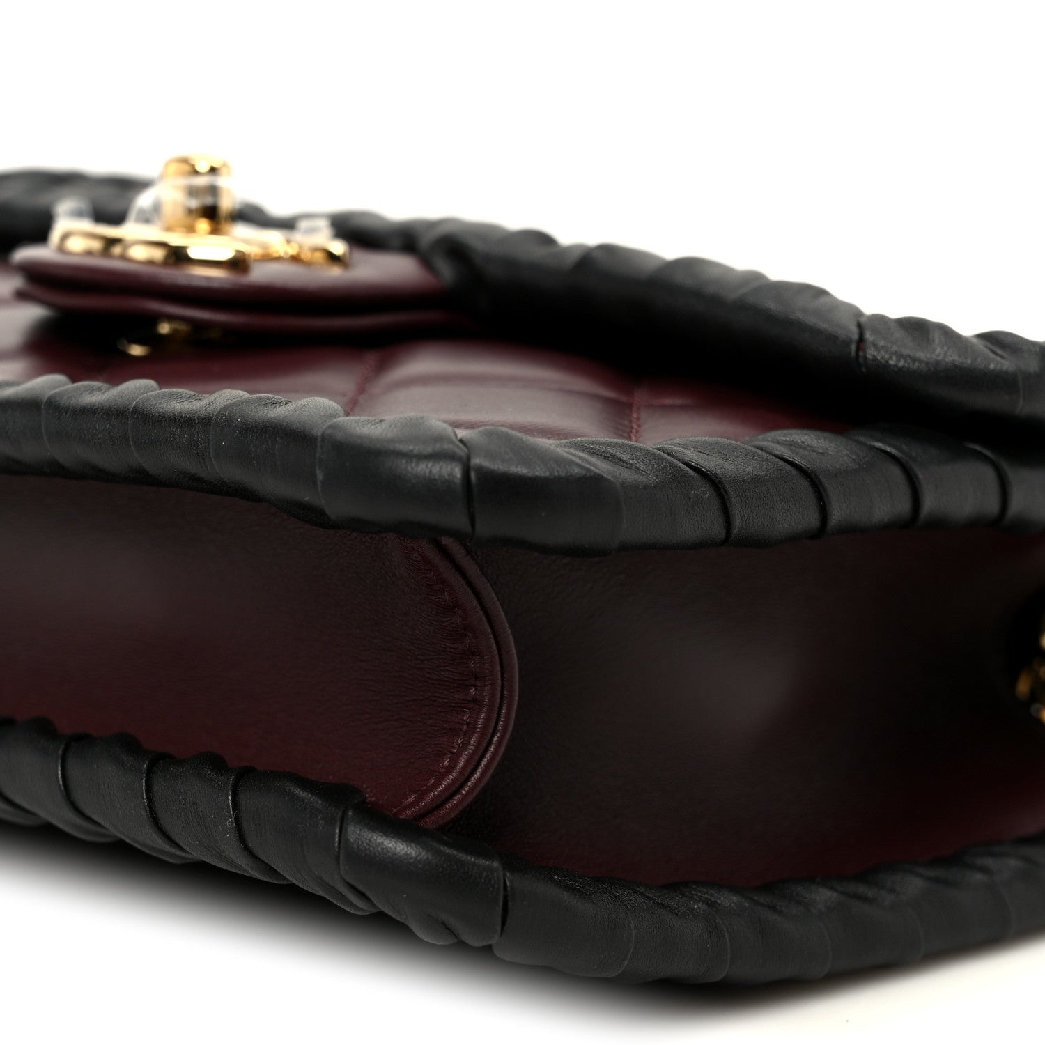Chanel Lambskin Braided Calfskin Mini Flap Bag Dark Burgundy Black 12 of 12