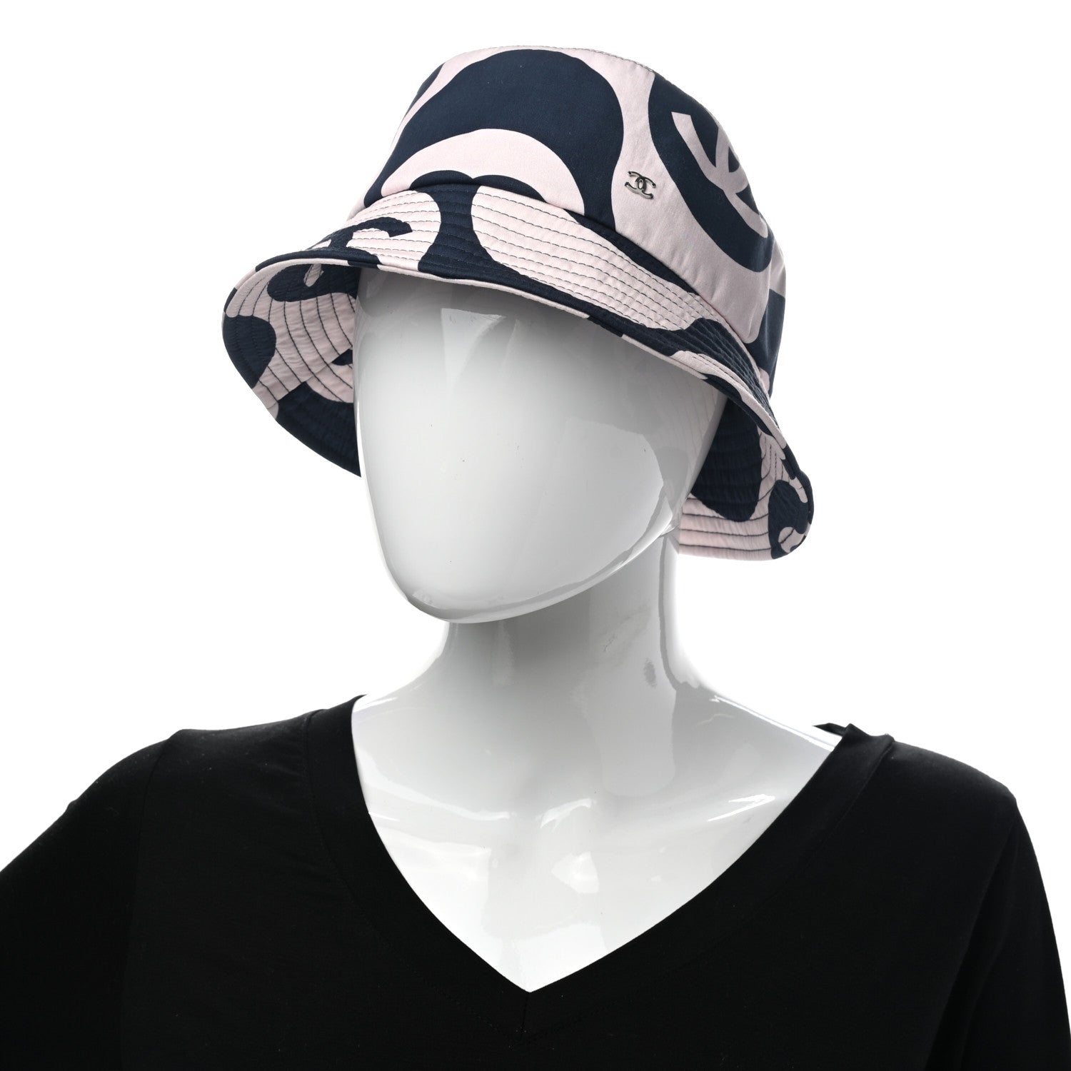 Chanel Cotton CC Bucket Hat L Navy Ivory 2 of 11
