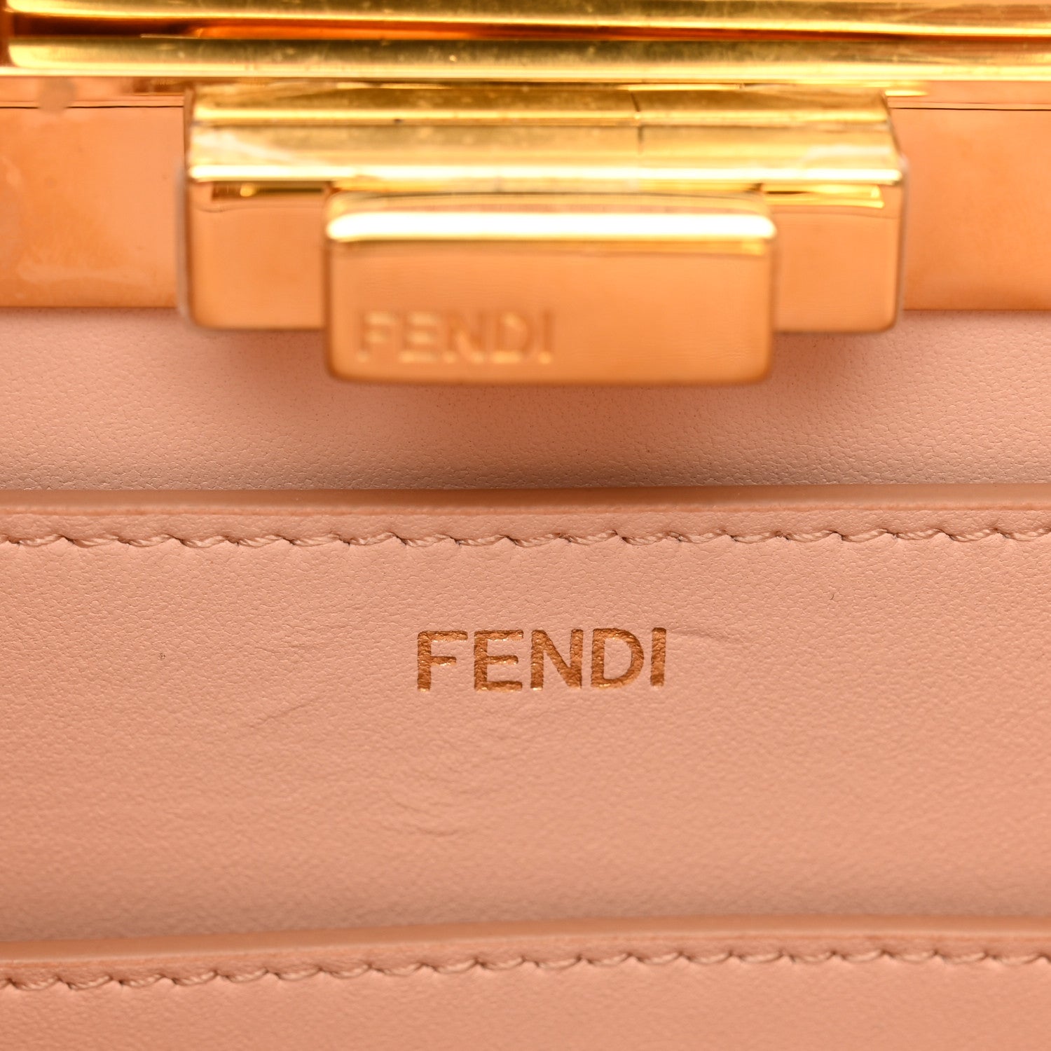 Fendi Vitello Seta Shiny Nappa Medium Peekaboo I SEE U Satchel Black Light Rose 7 of 9