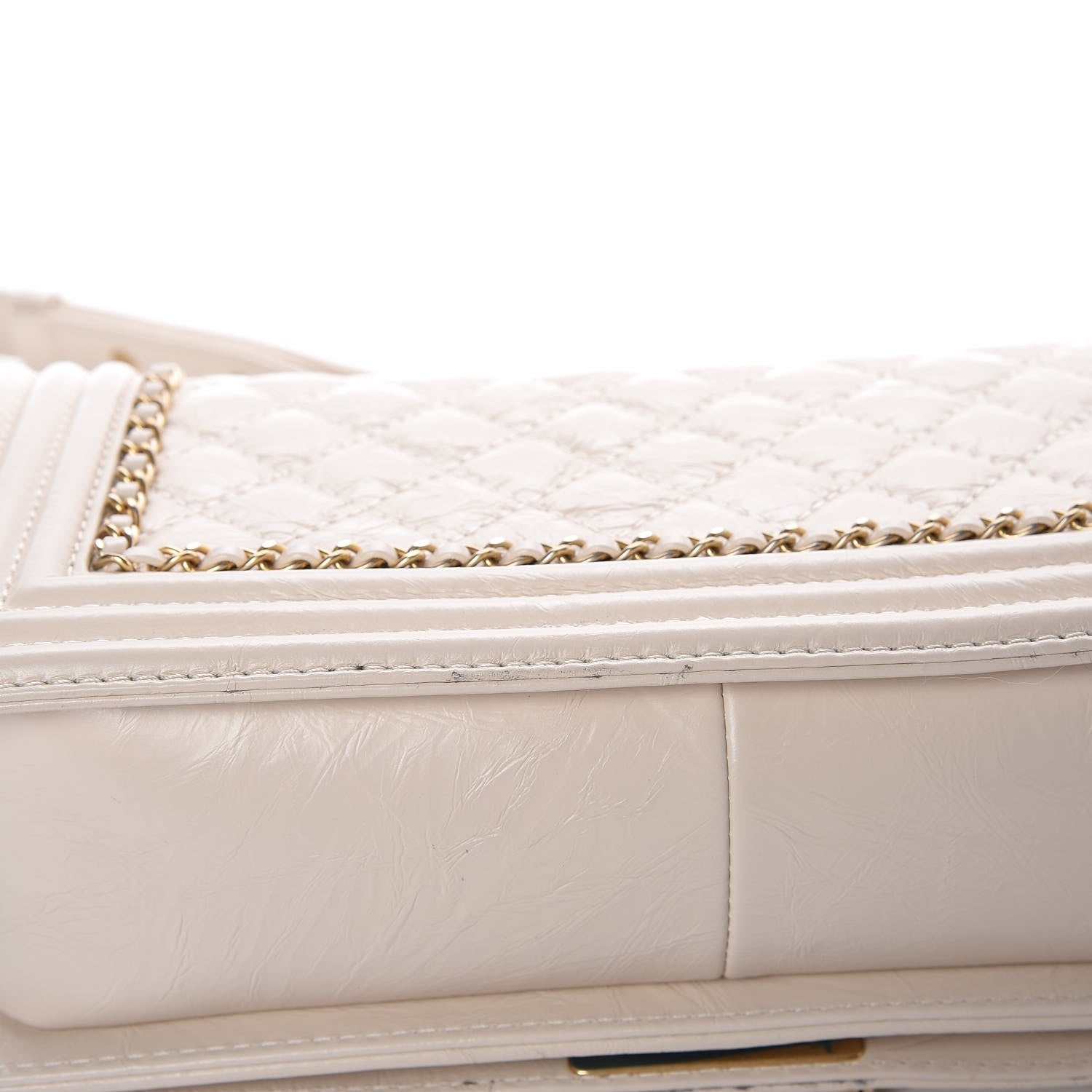 Chanel Aged Calfskin Quilted Medium Jacket Boy Flap White 10 of 12