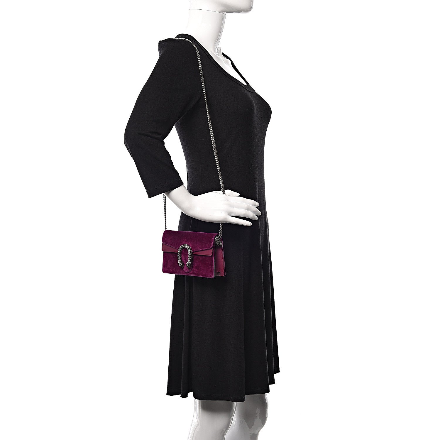 Gucci Velvet Super Mini Dionysus Shoulder Bag Fuchsia Violet Cyclamen 2 of 9