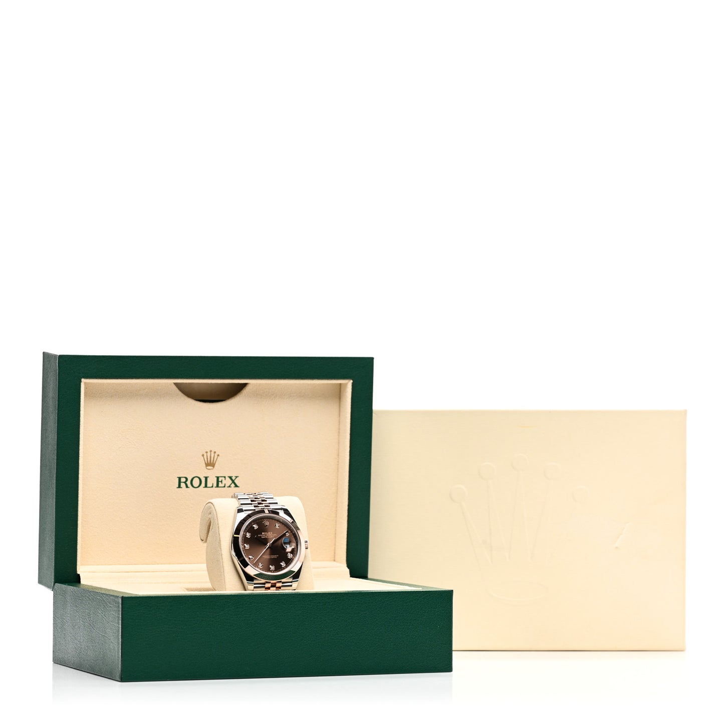 Stainless Steel 18K Everose Gold Diamond 41mm Oyster Perpetual Datejust Watch Chocolate 126301