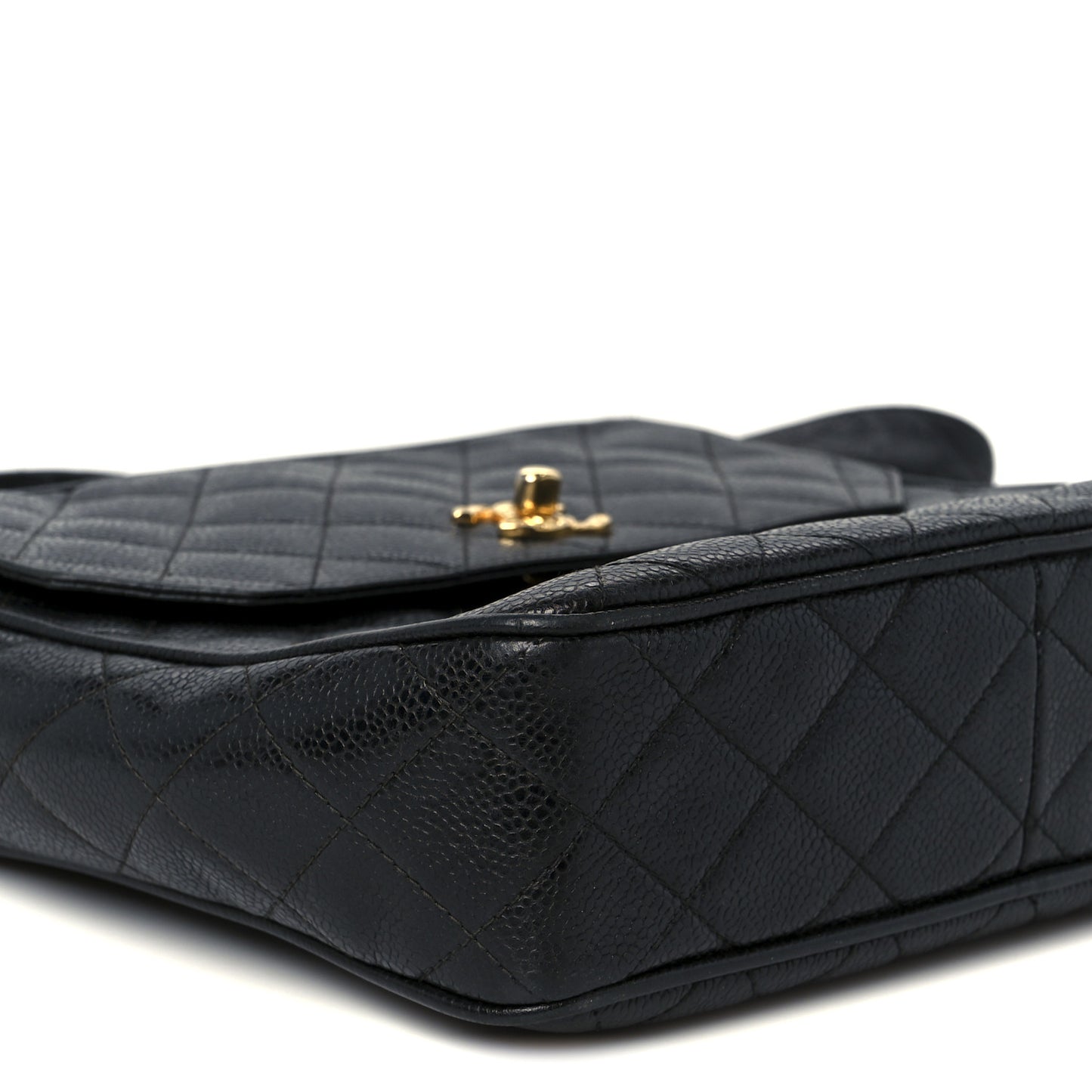 Caviar Quilted Flap Camera Case Black