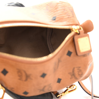 MCM Calfskin Visetos Bear Zoo Doll Backpack Cognac Black 7 of 9