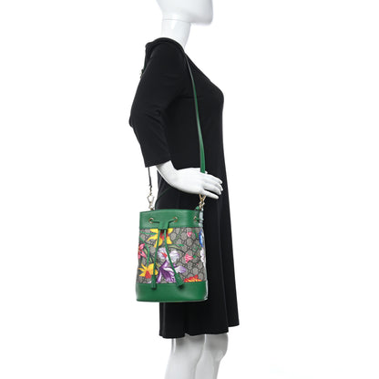 Gucci GG Supreme Monogram Flora Small Ophidia Bucket Bag Beige Multicolor Green 3 of 10