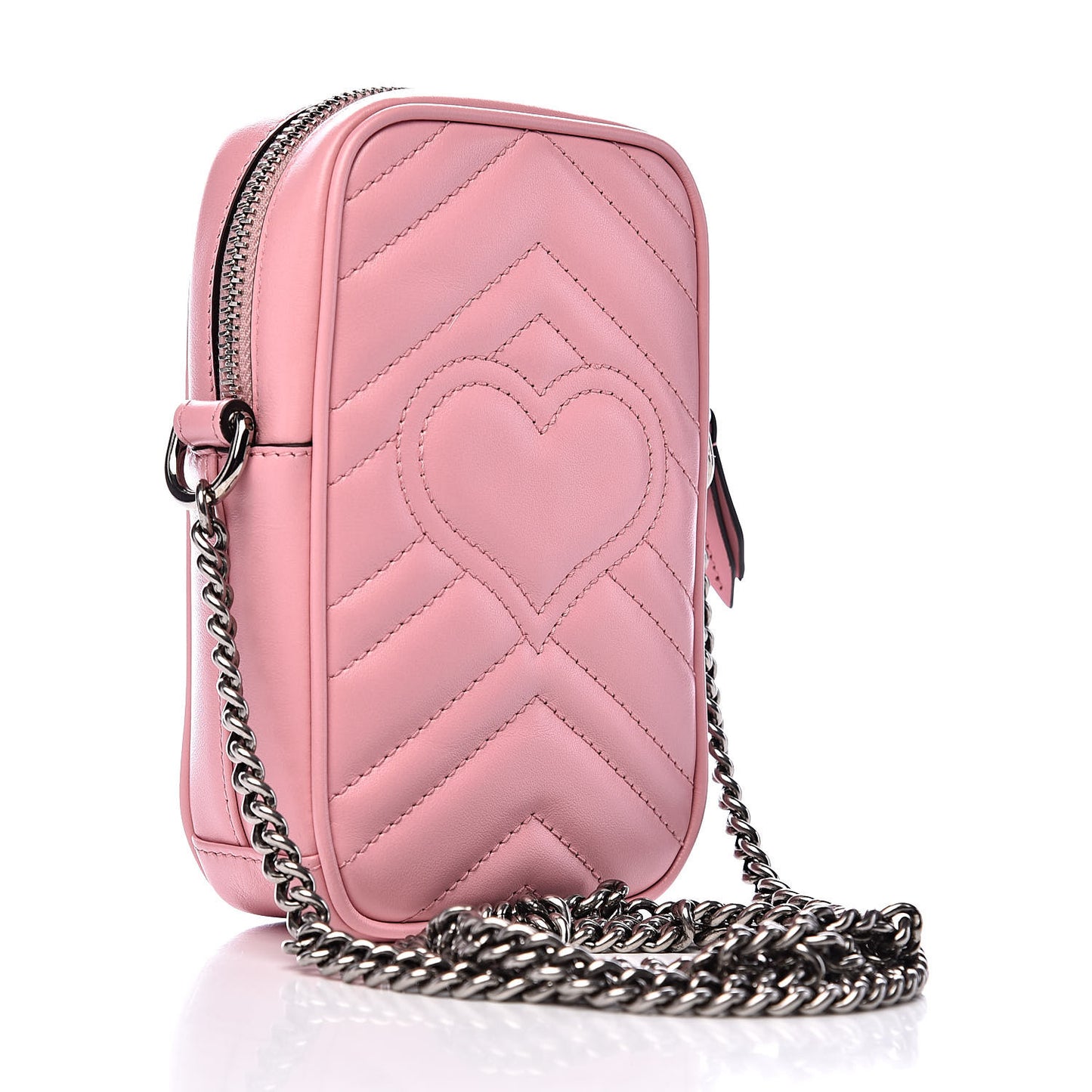 Calfskin Matelasse Mini GG Marmont Crossbody Bag Wild Rose