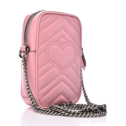 Gucci Calfskin Matelasse Mini GG Marmont Crossbody Bag Wild Rose 3 of 11
